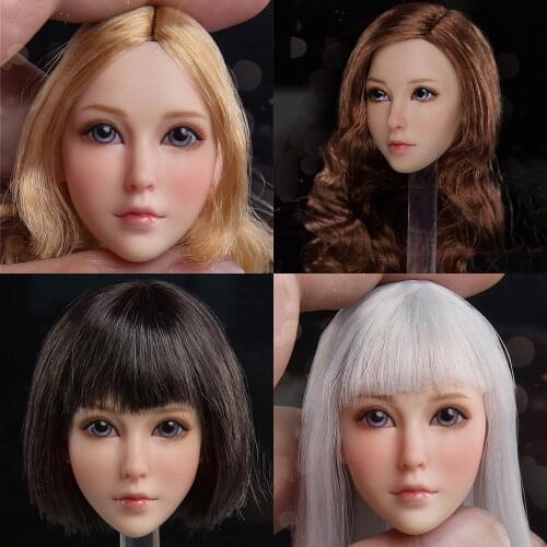 In Stock 1/6 Asian Beauty Female Figure Accessory FG071 Teenage Sweet Girl Head Sculpt Craved for 12'' Ph Action Figure