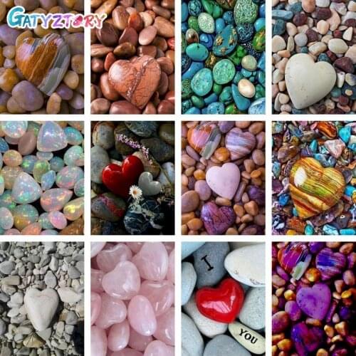 GATYZTORY Framed Colored Stone Paint By Numbers For Adults Picture On Canvas Coloring By Numbers Home Decor