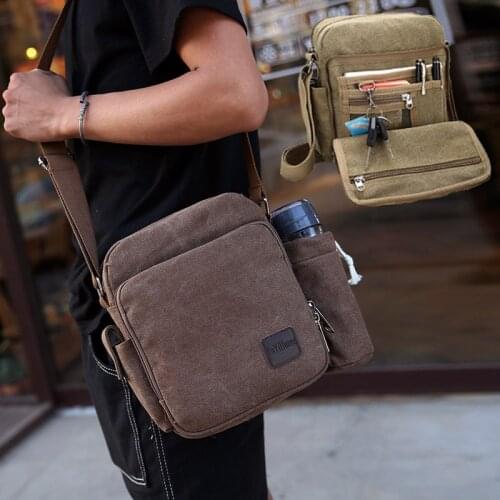 Quality Canvas Male Solid Casual Shoulder Messenger bag Box Type Cross-body Bag