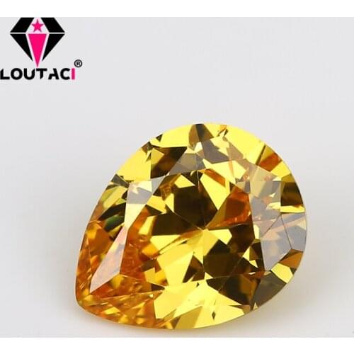 LOUTACI Quality Pear Golden Yellow Cubic Zirconia Engagement Jewelry Small Size 2x3-4x6mm