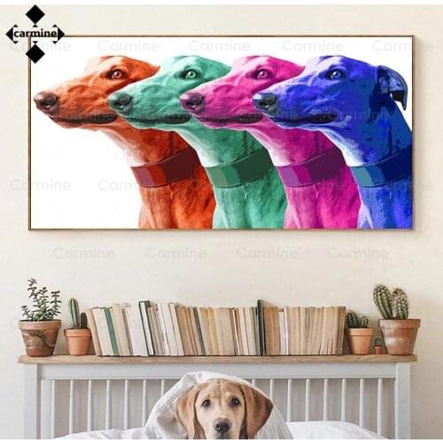Greyhound Animal Wall Art Picture Colorful Galgo Pop Art Canvas Painting Art Oil Painting Print Poster for Home Decor Frameless