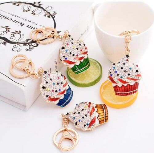 Creative cylinder ice cream personality keychain girl bag hanging alloy ornaments holiday gifts