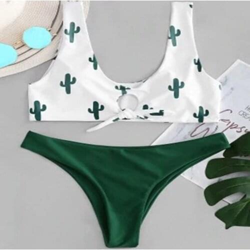 Summer Bikini Set Womens Printed High Waist Split Bikini Swimsuit Fashionable Sexy Ladies Two-Piece Swimwear 2020 New Underwear