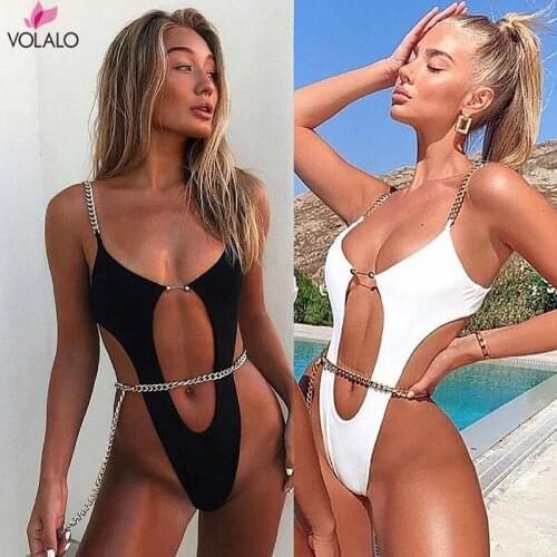 Summer Swimwear One Pieces Bikini Swimsuit Chain Hollow Out Bodyduits Backless Cutouts Sexy Body Female Bathing Suit