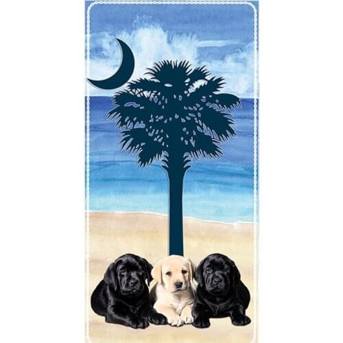 Cute Palmetto Tree Labrador Puppy Dog Beach Towel Lovely Labrador Dog Travel Towels Holiday Seaside Surf Bathroom Towel for Bath