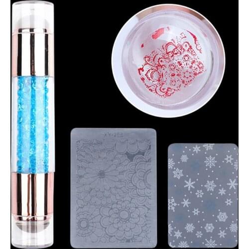 Mini Silicone Head Nail Seal Stamp Nail Polish Print Transfer Stamper French Nails Tip Set Template Seal Stamper With Scraper