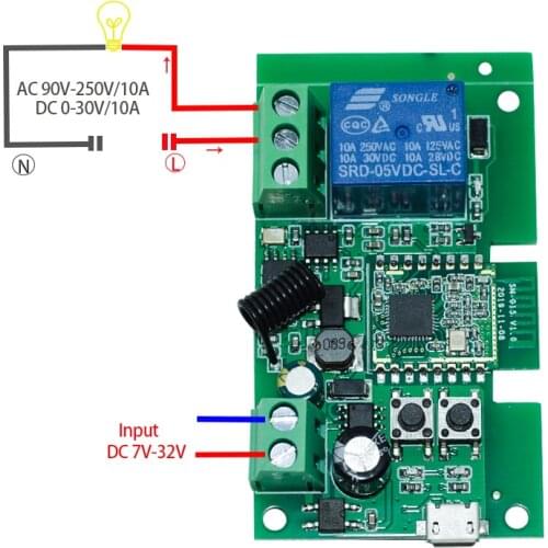 7-32v Ewelink ZigBee Relay Module Remote Control Light Switch Vioce Alexa Google Home Sonoff/Tuya Smart Hub Gateway Bridge