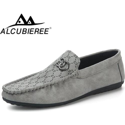 ALCUBIEREE Mens Loafers Casual Slip-on Driving Shoes for Male Breathable Flat Moccasins Comfortable Microfiber Leather Footwear