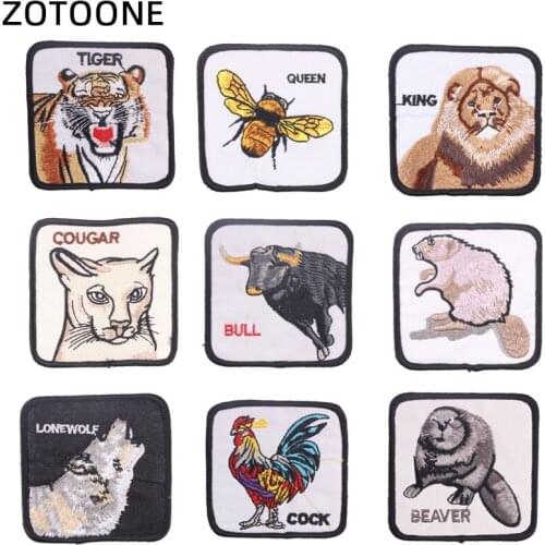 ZOTOONE Animal Tiger Bee Parches Embroidery Iron on Patches for Clothing DIY for Jacket Clothes Badges Iron on Stickers Applique