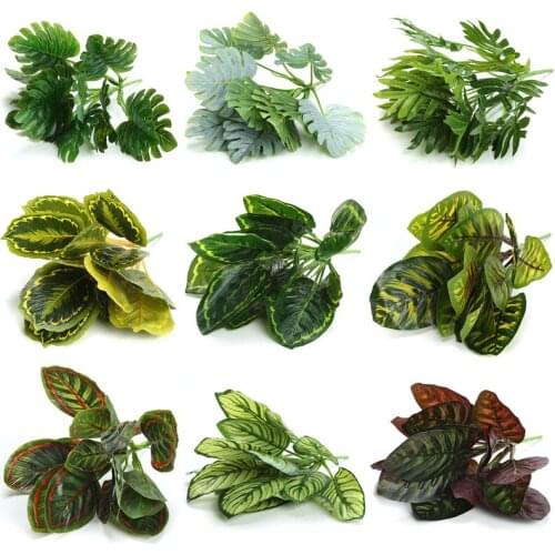 New Arrival Artifical plant Turtle leaf peacock large leaf plant white green iron evergreen plant for home wedding decoration