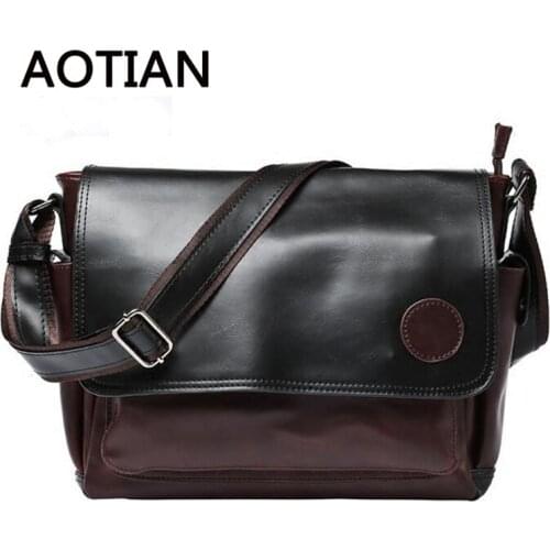 New PU Leather Crossbody Bags For Men Crazy Horse Leather Vintage Messenger Bag Men Single Shoulder Bags High Quality Tote Bag