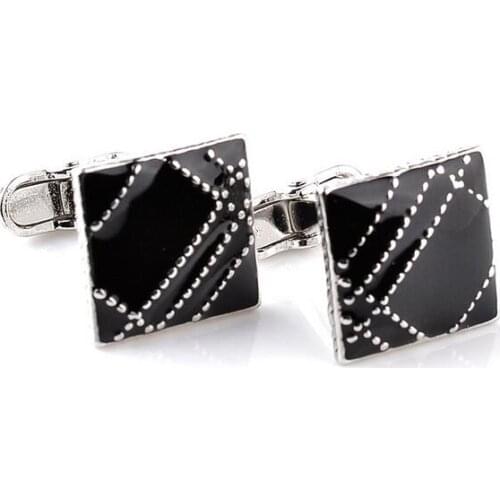 One pair fashion alloy square black enamel punk style Mens cufflinks xyc179