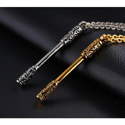 Mens Korean Version of The Wishful Gold Hoop Bar Necklace Couple Pendant Personality Trendy Clavicle Chain Accessories Gift