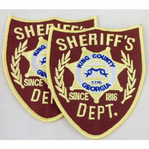 A pair The Walking Dead King County Sheriff Iron Patch Cosplay Costume jacket patch Military Store