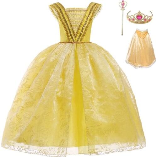 Girls Dresses Princess Belle Dress New Years Clothes Birthday Party Opera Costume Children Stage Fantasy Christmas Clothes Tut