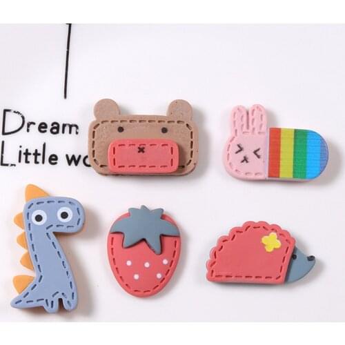 Flat Animals Style Dinosaur Charms 6pcs Kid Hand Make Jewelry Diy Finding Bear Hedgehog Charm Handmade Jewel Accessory