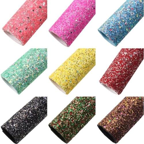 20*33cm Metallic Sequin Solid Chunky ShimmerGlitter Faux Leather Sheet For Hairbow Crafts Diy Handmade Material Earring,1Yc20920