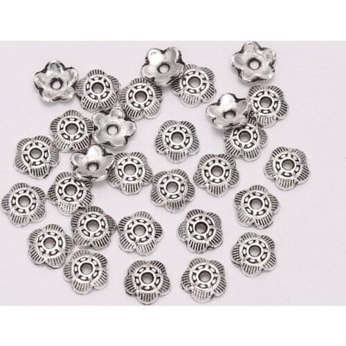 100pcs/Lot 6 mm 5 Petals Relief Flower Loose Sparer End Bead Caps For Jewelry Making Finding DIY Bracelet Accessories Component