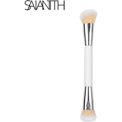SAIANTTH Double Head white silver makeup brushes portable Beauty Tool Foundation blush powder Brush not eat powder single