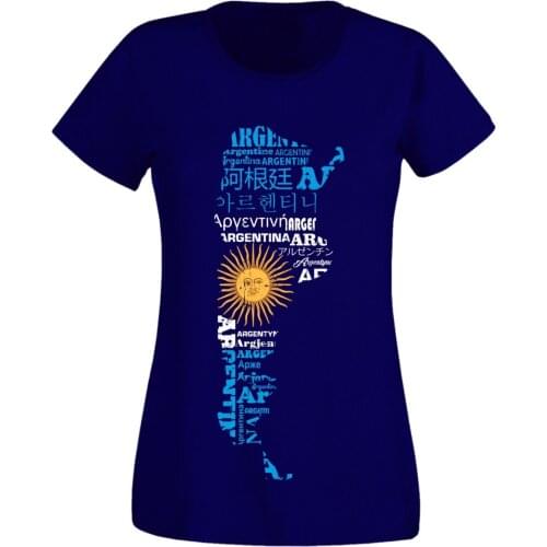 Argentinien Damen T-Shirt Arg WomenS Footballer Soccers Argentina Map Navy 2019 Fashion Round Neck Clothes Casual Tops Tees