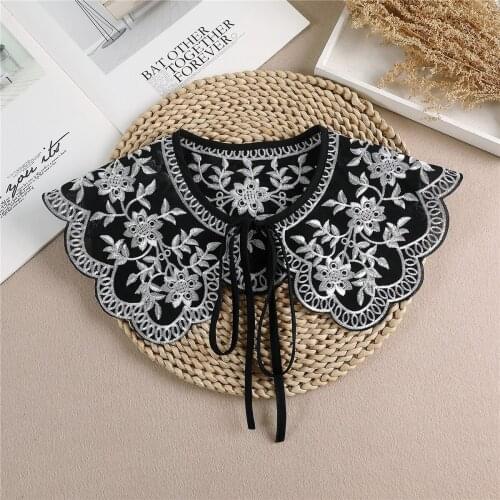 Sitonjwly Women Fake Collar Shawl Wrap Decor Girls Floral Lapel Blouse Tops False Collars Dress Lapel Detachable Collar Shawl