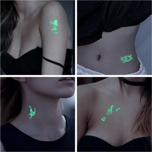 Glow in the dark Luminous Tattoo Fake Tattoo Dark Waterproof Temporary Tattoo Stickers Body Art Fluorescent Tattoo Sticke
