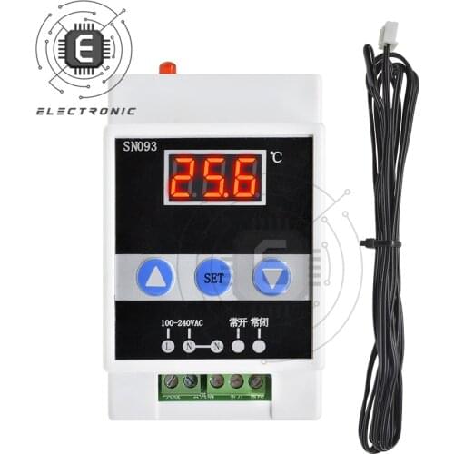 AC 110-240V Guide Rail Thermoregulator Digital Temperature Controller Thermostat Incubator Heating Cooling Temperature Control