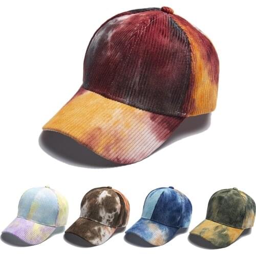 Geebro Corduroy Tie Dye Baseball Caps Adult Unisex Hats High Quality Baseball Hats Trucker Caps Multicolor Outdoor Sunhat