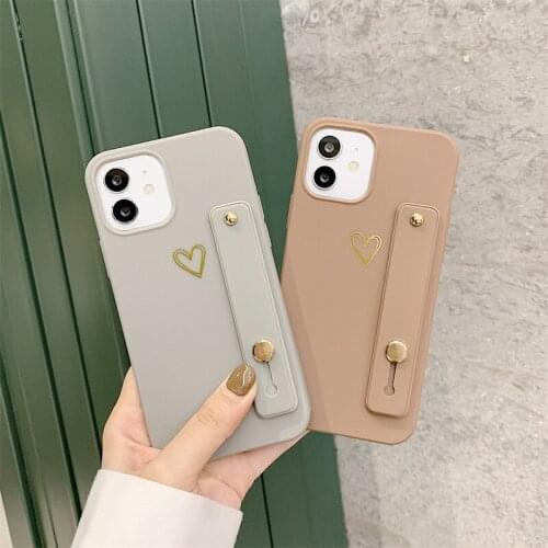 Gold Plating love heart Bracket Phone Case For iPhone 12Mini 11Pro Max XR XS Max 7 8 Plus SE Shockproof Silicone soft Back cover