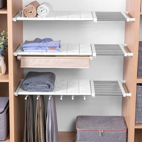 1 Set Closet Dividers Shelf Drawer Dividers And Separators Nail-Free Retractable Storage Rack