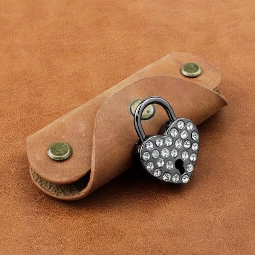 10Pcs Luggage Hardware Accessories Golden Heart-Shaped Lock With Key Diamond decoration Cabinet/Drawer/Bag Keyed Padlock