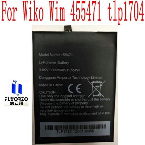 100% New High Quality 3000mAh 455471Battery For Wiko Wim 455471 tlp1704 Mobile Phone