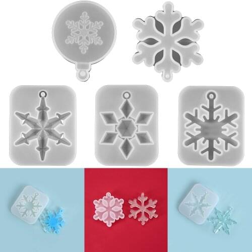 5Style UV Resin Jewelry Liquid Silicone Mold Christmas Snowflake Resin Charms Molds For DIY Pendant Jewelry Making Finding Molds