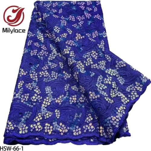 African Sequins Lace Fabric 5 Yards 2021 High Quality Sequin Net Embroidery Nigerian Wedding Gown Material HSW-66