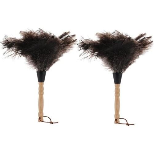 2 Pcs Anti-Static Ostrich Feather Fur Brush Duster Blinds Kitchen Keyboard Dust Cleaning Tool Car Duster Interior/Exterior Clean