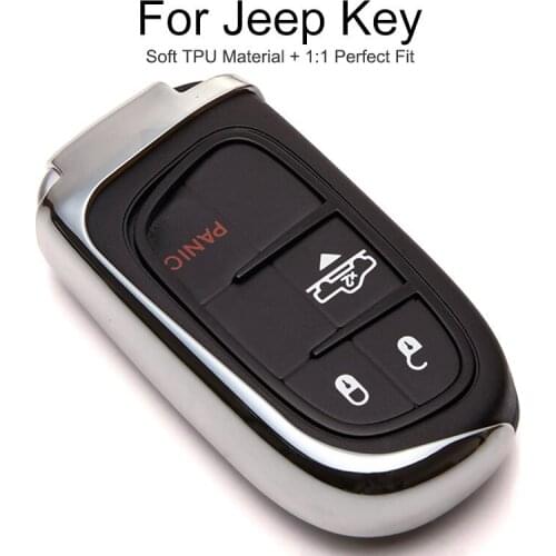 6 Colors TPU Car Key Case Cover For Jeep Liberty Patriot Renegade Compass Grand Cherokee Wrangler JL Commander Key Chain Ring