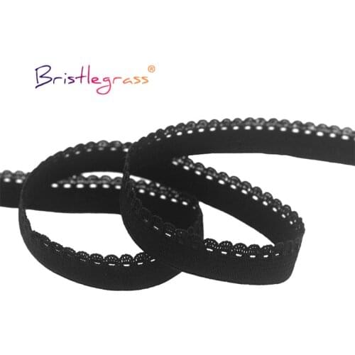 BRISTLEGRASS 50 100 Yard by Roll 3/8" 10mm Picot Loop Frilly Decorative Lace Trim Elastics Spandex Band Tape Lingerie DIY Sewing