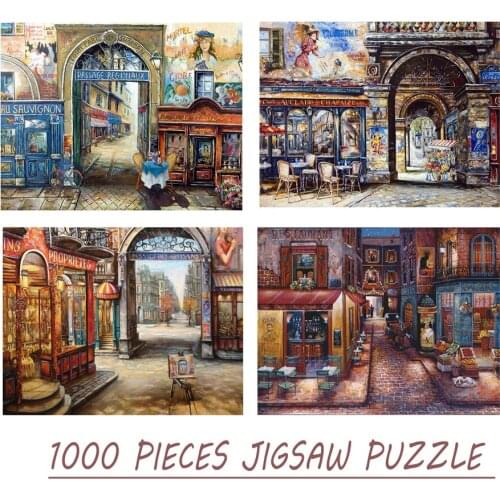 1000 Pieces Wooden Jigsaw Puzzle Toy of European Retro Street DIY Personal Customized Puzzle for Adult and Children’s Gift