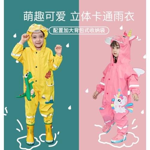 Childrens one-piece raincoat boys and girls kindergarten dinosaur kids raincoat baby elementary school rain gear