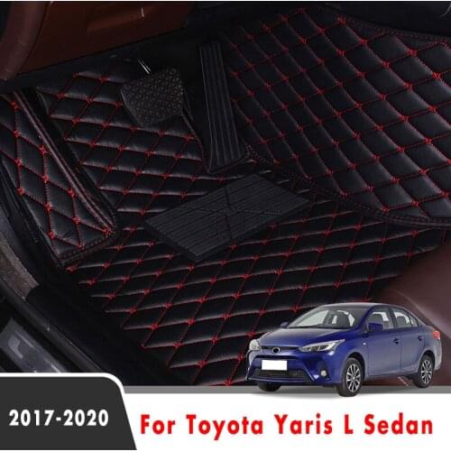 For Toyota Yaris L Sedan 2020 2019 2018 2017 Car Floor Mats Interior Leather Carpets Auto Accessories Protect Rugs Waterproof