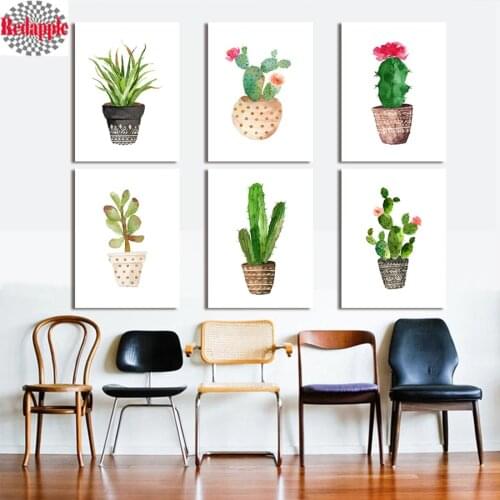 5d diy Diamond painting Nordic Green Plant Cactus full square crystal Diamond Embroidery drill Cross Stitch picture home decor