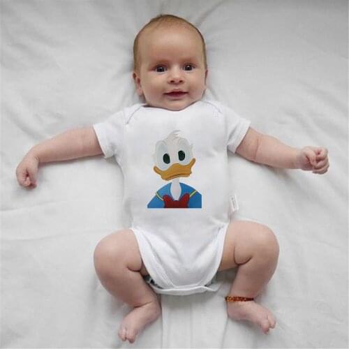 2021 Summer Baby Rompers Newborn Short Sleeve Baby Boy Baby Girl Baby Kids Clothes Infant Toddler Bodysuit Donald Duck Onesie