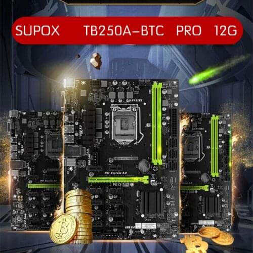 For BIOSTAR TB250-BTC PRO 12PCIE Can 12 Video Card Mining Motherboard For BTC ETH ZEC ETC XMR Mining TB250 DDR4(H81 H61 BTC PRO)