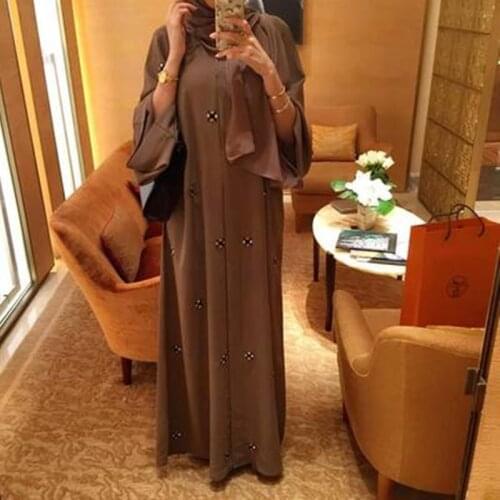 2021Loriya Spring/summer Muslim Robe Arab Women Dubai Dress Fashion Embroidered Lace Islamic Cardigan Robe Dress Ramadan Kaftan