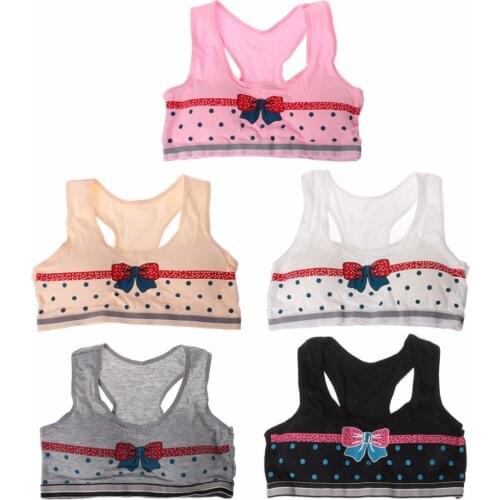 Soft Cotton Training Bras for Baby Girls Cute Bow Dot Belt Vest for Teenager Bra 8-14 Years Old