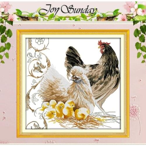 Chicken Family Patterns Counted Cross Stitch 11CT 14CT Cross Stitch Set Wholesale Animals Cross-stitch Kit Embroidery Needlework