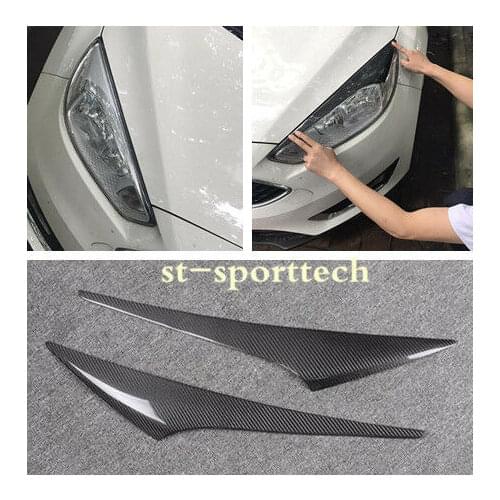 ForFordFocus 2015 2016 2017 Real Carbon fiber Front Headlight Eyebrows Cover Trim 2pcs