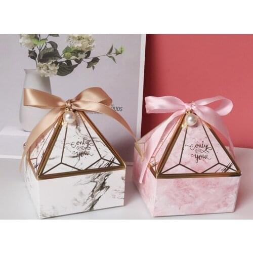 New Gem Tower Bronzing Candy Box Small Cardboard Box Wedding Card Box DecorationPaper Gift Box Packaging Event & Party Supplies