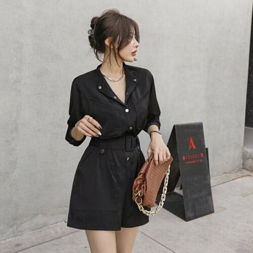 New arrival comfortable work style playsuits high quality temperamental solid office lady vintage elegant cute playsuits