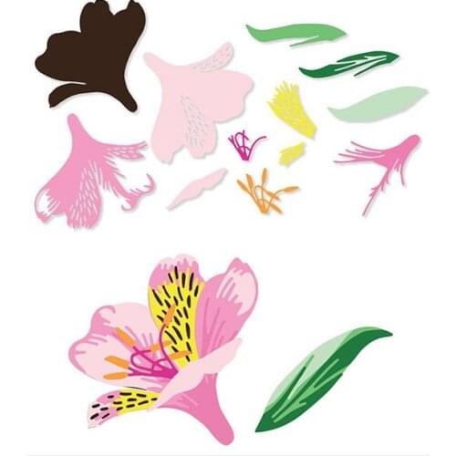 New Peruvian Lily Flower Layering Cutting Dies and Stamps Scrapbook Dariy Decoration Stencil Embossing Template Diy Greeting
